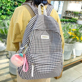 Weiyinxing Cute Plaid Book Fashion Female Travel College Backpack Girl Kawaii Nylon Lattice Leisure Backpack Women Laptop Student Bags