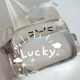 Weiyinxing Silver Backpacks for Women Cute Cat Transparent Shoulder Bag Fashion Designer Bag Large Capacity Crossbody School Backpack