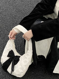 Weiyinxing Bowknot Women Half Moon Shoulder Bag Sweet Design Female Girls Large Handbags Underarm Bag Fashion Ladies Casual Tote