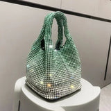 Weiyinxing Crystal Clutch Purse Bucket Shoulder Bag Rhinestone Handmade Purses and Handbags Luxury Designer Evening Clutch Bag Purse