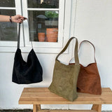 Weiyinxing Faux Suede Women Bucket Shoulder bags Large capacity Commuting female handbag Casual big totes ladies hand bags green