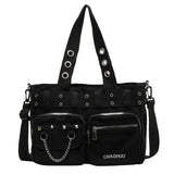 Weiyinxing Zipper Buckle Nylon Shoulder Bags Solid Rivet Versatile Hand Bags 2024 Hot Sale Bags for Women Bolsas De Hombro