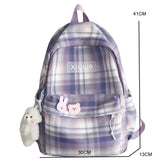 Weiyinxing 2023 Women Backpack Female Cool Nylon Travel Bag Fashion Plaid Portable Cute Schoolbag College Teenage Girls Boys Bookbag
