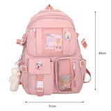 Weiyinxing Aesthetic Backpack Cute Student College Schoolbags Girls Kawaii Nylon Laptop Bagpack with Pendant Multi-Pocket Knapsack