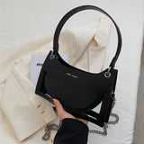 Weiyinxing Out Design Women Underarm Bags Solid Colour Zipper Casual Female Handbags Simple Trend Chain Ladies Trapeze Bags