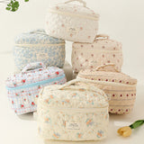 Weiyinxing Pcs Aesthetic Cosmetic Bag Cotton Quilted Toiletry Wash Pouch Floral Printed Organizer Bag Cute Makeup Bag Travel Storage Bags