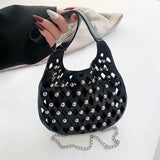 Weiyinxing Design Hollowed Out Small Bags for Women Classic PU Leather Fashion Lady Armpit Bag Advanced Multicolor Chains Handbag