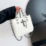 Weiyinxing Girls Punk Rivets Y2k Aesthetic Shoulder Bag Korean Gothic Cross Handbags Women Casual Vintage Crossbody Bags Trendy