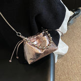 Weiyinxing Leather Solid Women's Crossbody Bags Ladies Bags on Sale 2024 High Quality Soft Chains Satchels Beading Bolsas Femininas