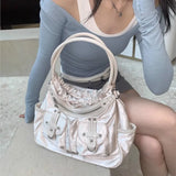 Weiyinxing Hot Girls Y2k Bags Women Vintage Pocket Large Capacity White Shoulder Bags Female Fairycore Aesthetic Tote Bag Bolso