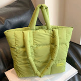 Weiyinxing Puffy Shoulder Bag Women Quilted Space Cotton Down Feather Padded Large Capacity Handbag Winter Shopping Tote Bolsas