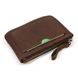 Weiyinxing Men's Genuine Leather Zipper Coin Wallet Wowen Natural Leather Mini Short Purse Card Holder Change Purse for Man Clutch Wallets