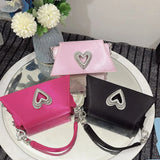 Weiyinxing Heart Rhinestone Women Handbags Luxury Satin Evening Bags for Women Diamonds Designer Shoulder Bag Silk Wedding Clutch