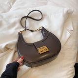 Weiyinxing Half Moon Small Bags for Women 2024 Trendy PU Leather Solid Color Crossbody Bags Lady Simple All-Match Handbags