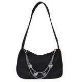 Weiyinxing Women Butterfly Chain Shoulder Bags Pure Color Casual All-match Underarm Bags Elegant Ladies Small Hobos Handbags Purses