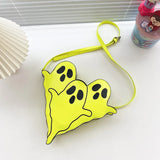 Weiyinxing Printed Shoulder Bags Cartoon Pu Leather Crossbody Purses Gothic Ghost Shape Messenger Bag Funny Satchel Small Handbags