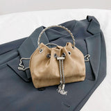 Weiyinxing Handbag Bucket Bag Round Ring Design Hand Bag For Women 2024 New Denim Clutch Fashion Chain Shoulder Crossbody Bag