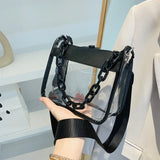 Weiyinxing Crossbody Bag for Women PVC Transparent Single Shoulder Chain Portable Messenger Bags Small Square Satchel Bag Girls Gift