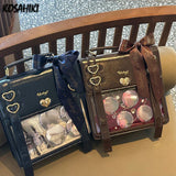 Weiyinxing Women Vintage Fashion Crossbody Bag Girls Streetwear Transparent Backpacks Trendy Y2k Aesthetic Ins Shoulder Handbags