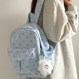 Weiyinxing Japanese Sweet Floral Print Backpack Casual Y2k Aesthetic Preppy Schoolbags Women Kawaii All Match Backpacks for Students