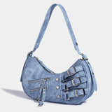 Weiyinxing Women Retro Shoulder Bag Zipper Y2k Handbag Purse Strap Adjustable Satchel Hobo Bag Vintage Armpit Bag Aesthetic Purse