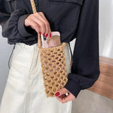 Weiyinxing Women Fashion Small Crossbody Phone Bag Solid Color Hollow-out Woven Crochet Lightweight Braided Shoulder Handbag Crossbody Bags