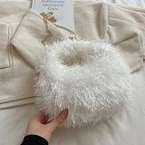Weiyinxing Women Hobo Bag Luxury Designer Faux Fur Handbag Brand Women Bag Clutches Lady 8 Colors Plush Crossbody Bag Fashion Tote Small