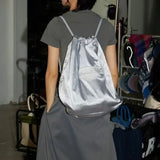 Weiyinxing 2024 New High Capacity Single Shoulder Bag Silver Pleated Drawstring Strap Bag Double Shoulder Bag Lightweight Backpack