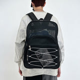 Weiyinxing Fashion Women Transparent Backpacks Mesh Backpack for Boys and Girls Light Weight Rucksack Travel Gym Bags Black Student Bag