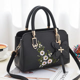 Weiyinxing Flower Handbag For Women PU Leather Shouder Bag Large Capaity Middle-aged Top-handle Bag Shopping Totes Handbag sac