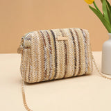 Weiyinxing Grass Woven Bag Fashion Girl Handbags Woven Camera Pouch Versatile Women Shoulder Crossbody Rainbow Tote