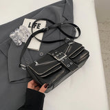 Weiyinxing PU Leather Women Underarm Bag Moto & Biker Style Cool Girl's Crossbody Bags Large Capacity Casual Travel Handbags