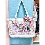 Weiyinxing Sweet Lolita Pink Ita Bag Women Japanese Transparent Large Capacity Tote Bag Ladies Harajuku Kawaii Handbag Aesthetic