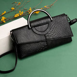 Weiyinxing Shoulder Messenger Bags Casual Crossbody Bag Black PU Leather 2024Trend Women Stone Print Chain Envelope Clutch Purses