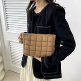 Weiyinxing Cotton Square Small Makeup Pouch Winter Quilted Padded Puffer Cosmetic Bag Nylon Puffy Mini Storage Bag Travel Toiletry Bag