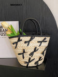 Weiyinxing Capacity Straw Woven Bucket Handbag For Women Cute Luxury Design New Purse Summer Holiday 2023 Casual Trendy Ladies Wallet