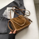 Weiyinxing Crossbody Bags for Women Autumn Winter Vintage Designer Faux Suede Bucket Bags Korean Fashion Lady Commute Handbags