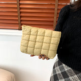 Weiyinxing Cotton Square Small Makeup Pouch Winter Quilted Padded Puffer Cosmetic Bag Nylon Puffy Mini Storage Bag Travel Toiletry Bag