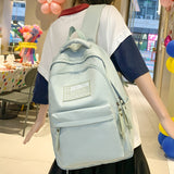 Weiyinxing White Travel Waterproof Student Backpack Girl Kawaii Nylon School Backpack Women Laptop Lady Cute College BookBag Fashion