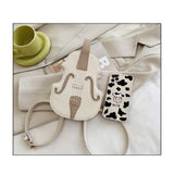 Weiyinxing Brown Violin Shape Shoulder Bag for Teenage Girls Fashion Backpack Travel School Bag Multiple Using Women Pouch Pu Leather