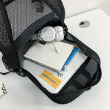 Weiyinxing Fashion Women Transparent Backpacks Mesh Backpack for Boys and Girls Light Weight Rucksack Travel Gym Bags Black Student Bag
