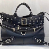 Weiyinxing Y2k Tote Bags Women Rivets Goth Hot Girl Motorcycle Bag Black Large Capacity High Quality Shopper Pu Leather Shoulder Bag