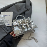 Weiyinxing Purse Handbag For Women 2024 Shiny Sequin Silver Evening Clutch Bag Designer Women's Day Gift Luxury Chain Shoulder Bags
