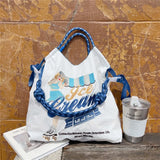 Weiyinxing Embroidery Women Shoulder Bag Designer Eco Bags for Women Rope Handle Handbags Drawstring Bag Reusable Shopper Tote