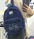 Weiyinxing Harajuku Denim Backpacks Women Vintage Cat Embroidery Chic Casual Y2k Backpack Female Retro Mini Cute Mochila Aesthetic