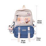 Weiyinxing Aesthetic Backpack Cute Student College Schoolbags Girls Kawaii Nylon Laptop Bagpack with Pendant Multi-Pocket Knapsack