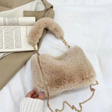 Weiyinxing Fashion Women Plush Tote Handbag Casual Fuzzy Crossbody Bag Versatile Fluffy Shoulder Bag Soft Cute Fall Winter Female Purse