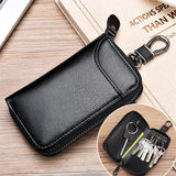 Weiyinxing Men Leather Zipper Key Case Fashion Multifunctional Car Key Organizer Card Bag Wallet Keychain Split Wallet Key Holder Organizer