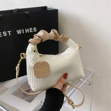 Weiyinxing Women's Underarm Bag Chic Pleated Design Ladies Handbags 4 Colour Simple Daily Shopping Small Square Packs