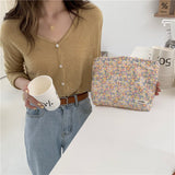 Weiyinxing Cosmetic Bag Cotton Fabric Women Make Up Storage Pouch Japan Style Zipper Cosmetic Pouch Vintage Phone Clutch Beauty Case